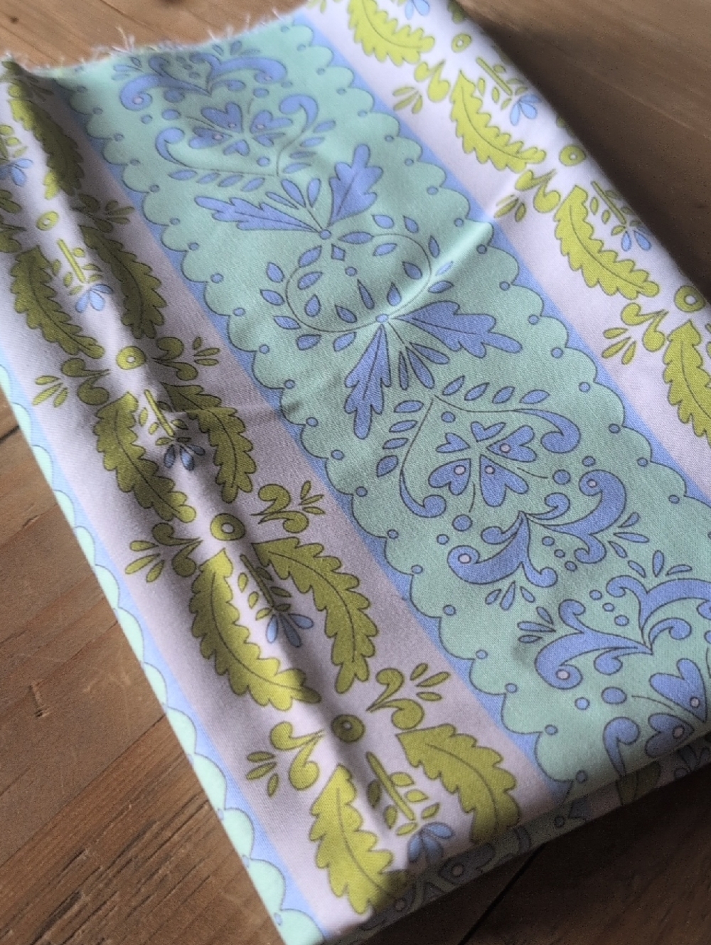 1/2-yd Free Spirit "Snow Flower" Floral Stripe Fabric - Mint, Lavender & Lime
